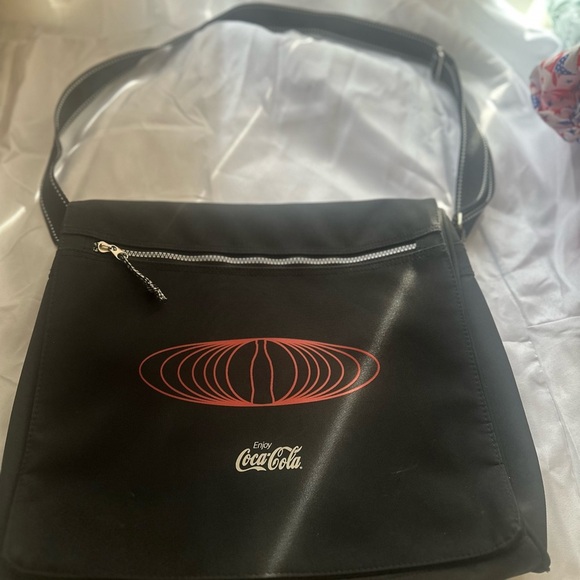 Coca Cola Black Messenger Bag with Logo - Picture 1 of 8